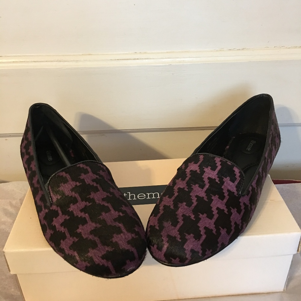 THEME PURPLE & BLACK PONY HAIR HOUNDSTOOTH LOAFERS